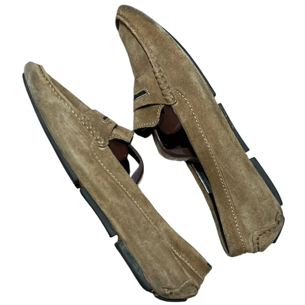 Manolo Blahnik Driver Suede Taupe Tan Loafers Size 36.5 or 6.5 - Picture 3 of 6